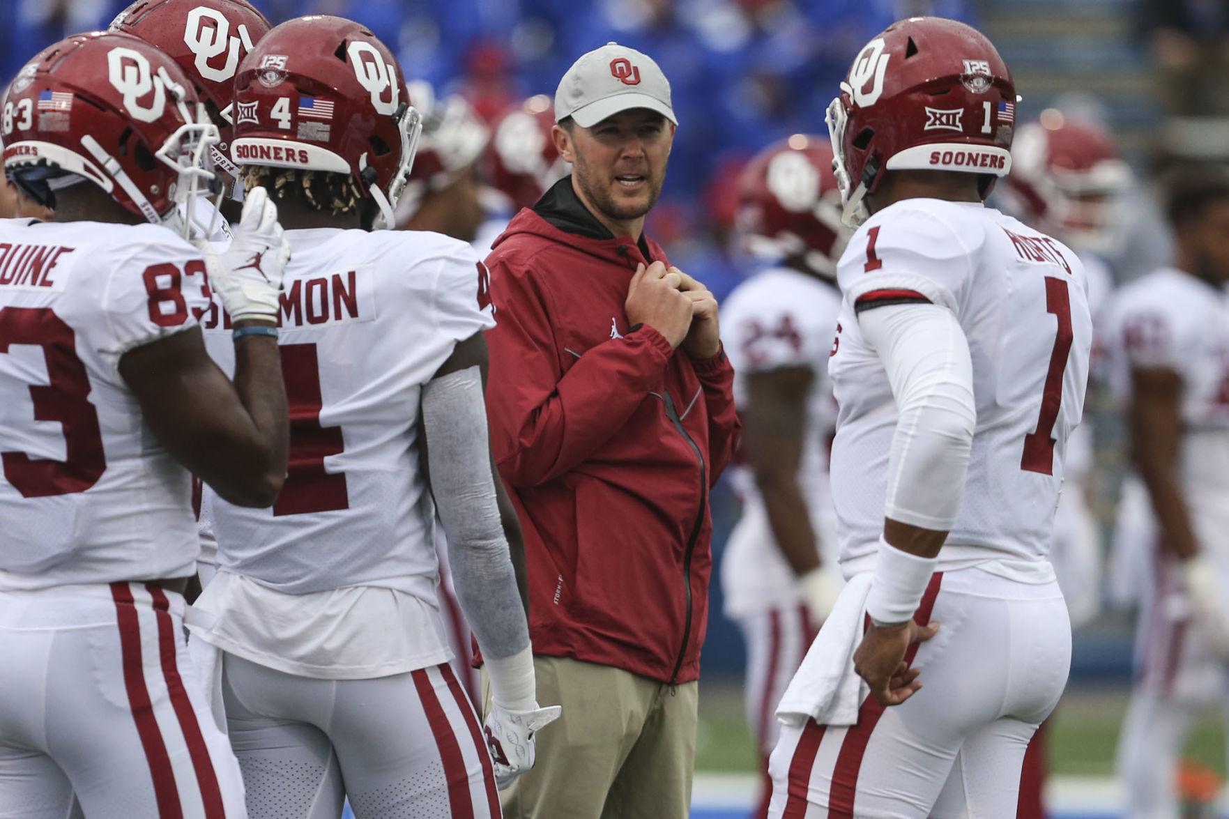 Jalen Hurts and Lincoln Riley